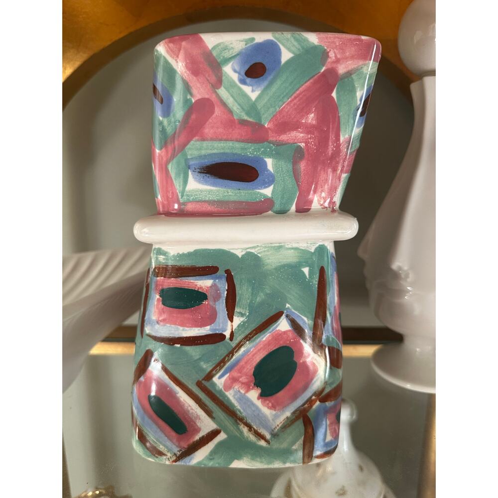 Vintage hand-painted vase colorful abstract unique rare one of a kind unique - Picture 7 of 16